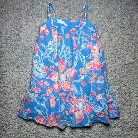 Lilly Pulitzer Dress Girls Medium Alessia Lined Bright Adjustable Straps Beach - Picture 1 of 4